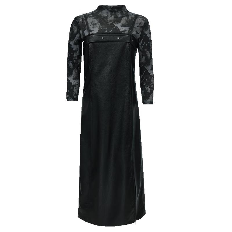 

VEROMODA Women s 2025 Spring Semi-High Collar Two-Piece Tie-Dye Dress L