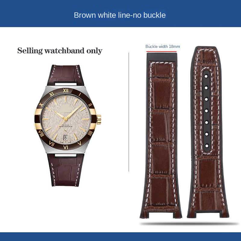 

Браслет 25*14мм с вырезом, поверхность из коровьей кожи, резиновая основа для часов Omega Constellation 41мм, ремешок Manhattan 39мм Observatory 25mm-14mm