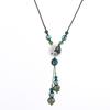 BLINGBAY Women's Vintage Marble Butterfly Pendant Necklace Green Beaded Rope Chain Long Tassel Statement Jewelry Gift