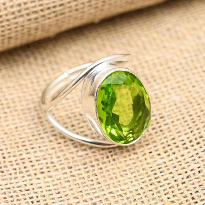 Peridot Gemstone Handmade 925 Sterling Silver Ring Jewelry For Women