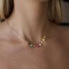 Natural Stone Zircon Crystal Pendant Necklace For Women  Gold Pvd Plated Stainless Steel Necklace Fashion Jewelry Gift