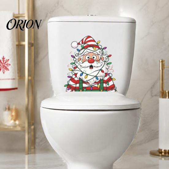 Funny Bathroom Toilet Decor Christmas Stickers, Waterproof Santa Claus Lid Seat Decals, Self-Adhesive Festive Ceramic Surface Stickers Water