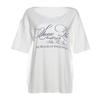 Womens Streetwear Letter Print Off Shoulder Short Sleeve Loose Fit T-Shirt Casual Top