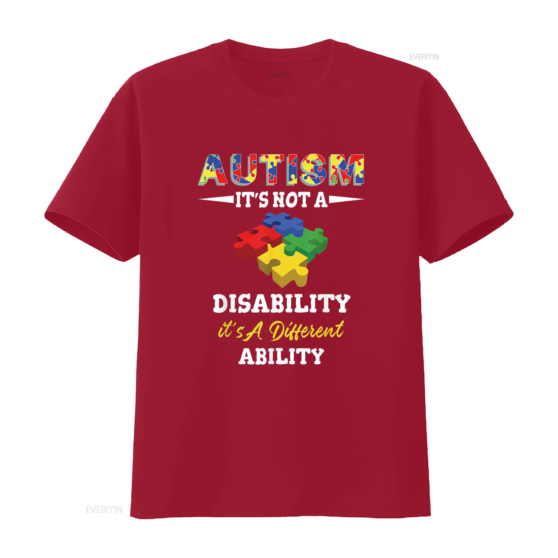 Autism Its Not A Disability It s Different Ability T Shirt vintage Washed Unisex graphic streetwear Soft Stretched homme Casual S