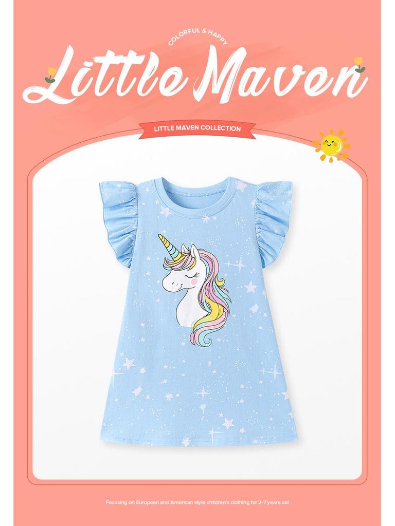 Little Maven Summer Cartoon Dress for Girls