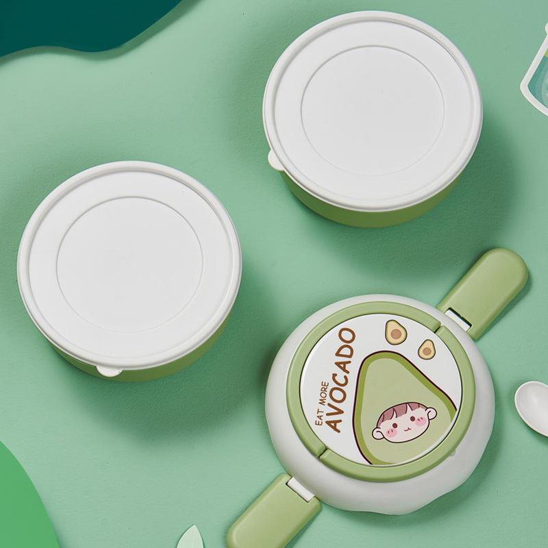 1L/2L Double Layer Lunch Box Cute Children Bento Box with Compartments Microwavable Food Storage Container for Picnic School