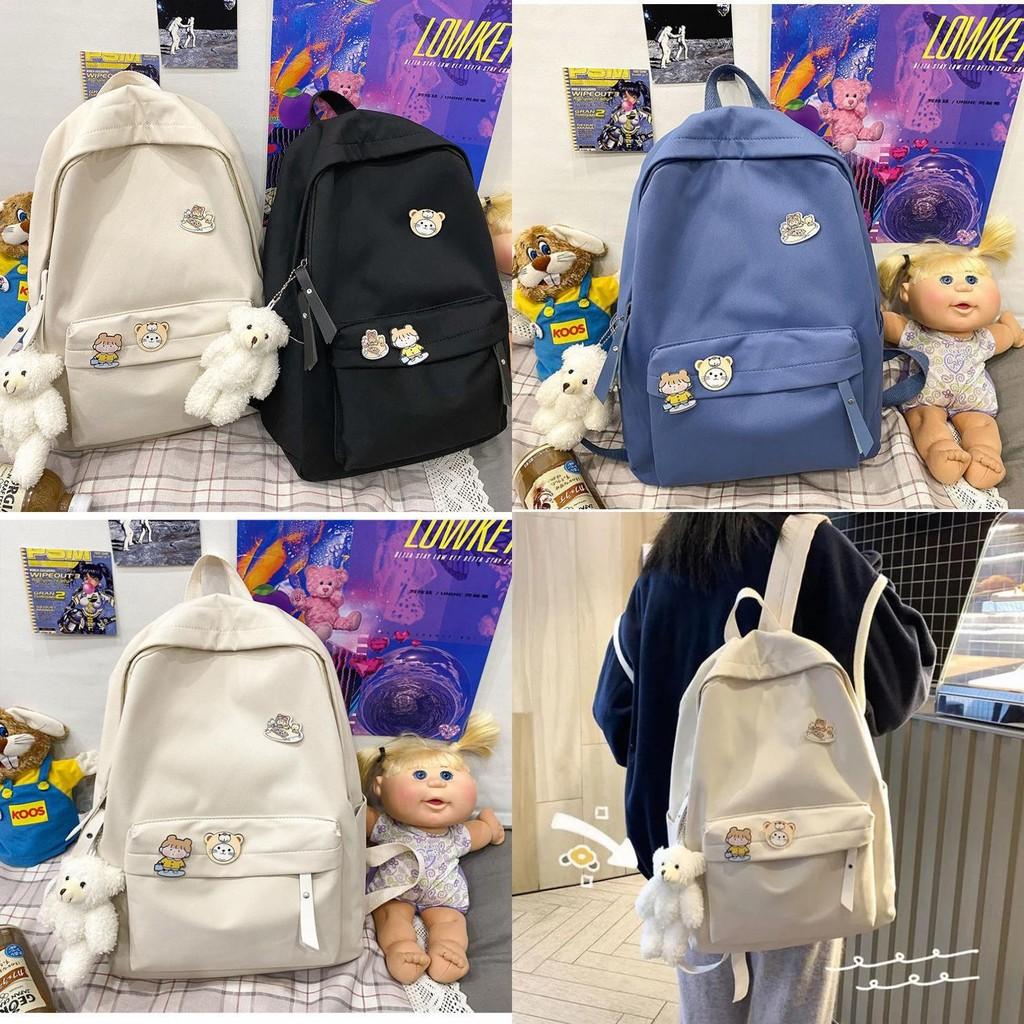 Solidcolor Backpack Shoulder Bag High School Students Junior High Unisex Gift