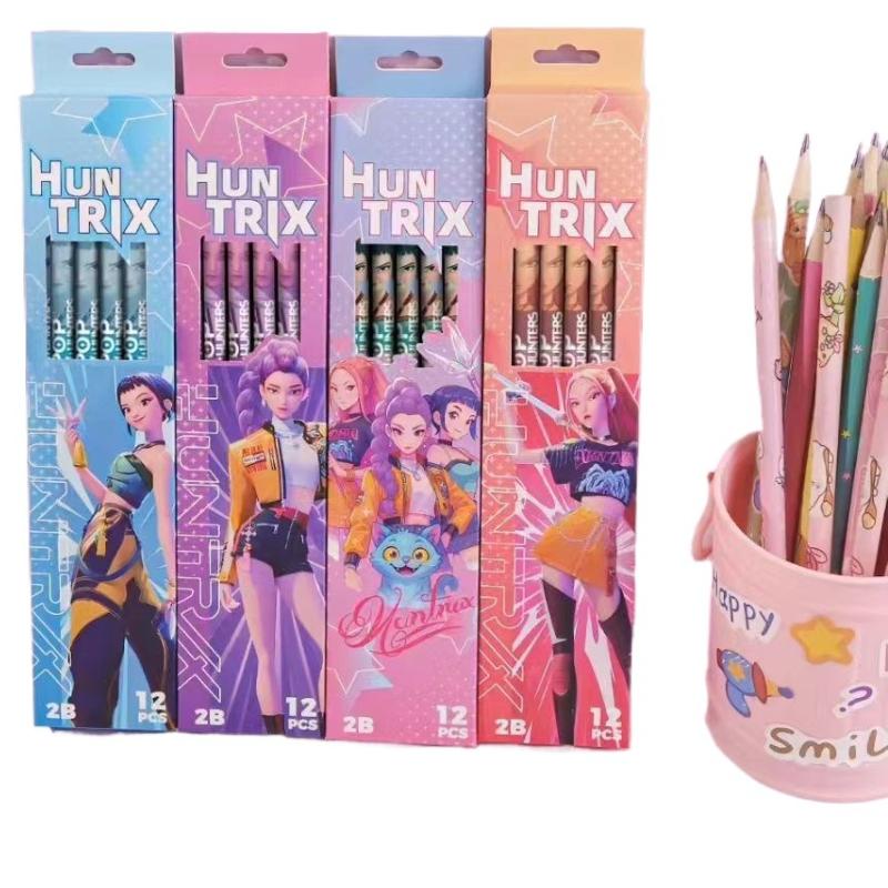 KPop Demon Hunters Rumi Mira Zoey Anime-style Pencils Anime Merch Cute Cartoon Writing Stationery Set Elementary Students for Kid Friendly