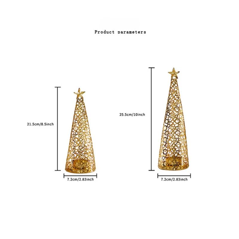 Christmas Holiday Metal Christmas Tree Candlestick Candle Cup INS Style Wedding Decoration Tea Wax Small Round Cup Candle Holder