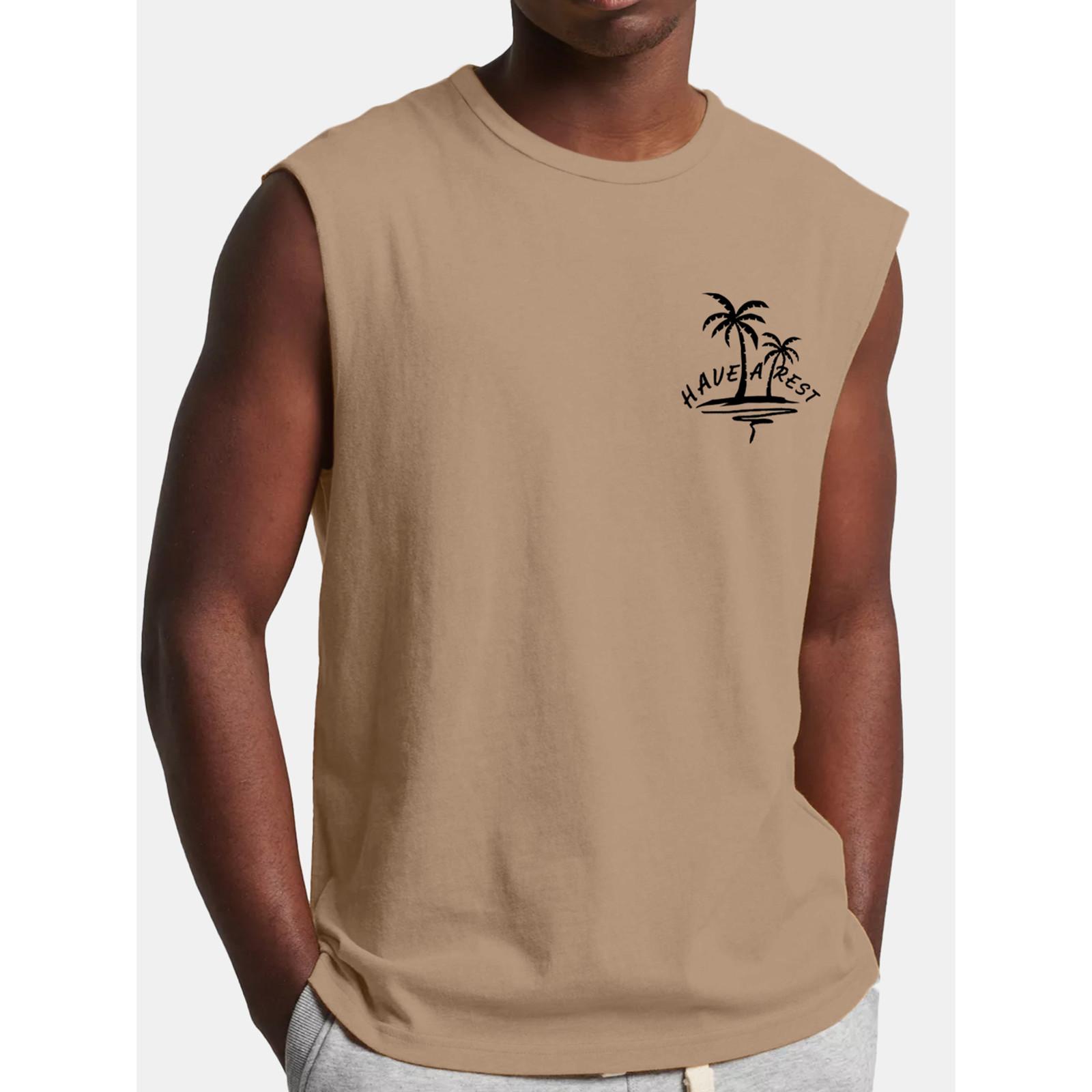 

Мужская летняя пляжная майка для серфинга, большой размер, повседневный дышащий топ без рукавов, свободная майка с принтом, мужская рубашка XXXL хаки