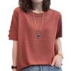 Summer New Middle Aged Women's Ice Silk Knitted Shirt Short Sleeve T-shirt Plus Size Top