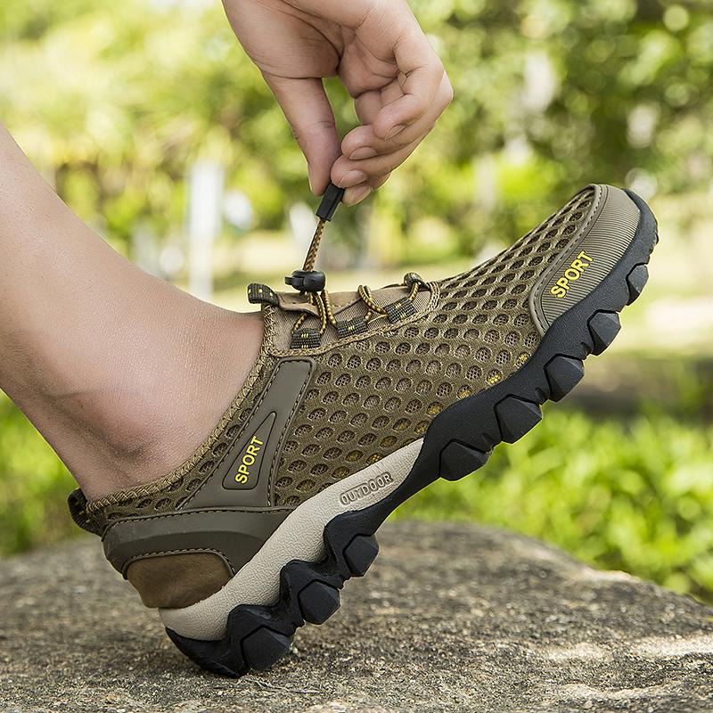 Scarpe da uomo larghe a piedi nudi, per attività all'aria aperta, da corsa, da uomo, per il tempo libero, in rete, antiscivolo, traspiranti, comode, da montagna, da uomo, da spiaggia 39-44, Nero