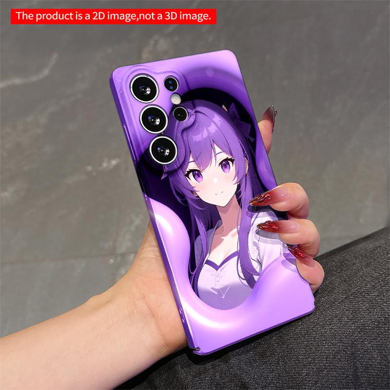 2DFlat Samsung Phone Case Purple-haired Girl In Flowing Purple Aura Phone Case Applicable To Galaxy S22 S23 S24 S25ULTRA S26 A12 A13 A14 A15 A16
