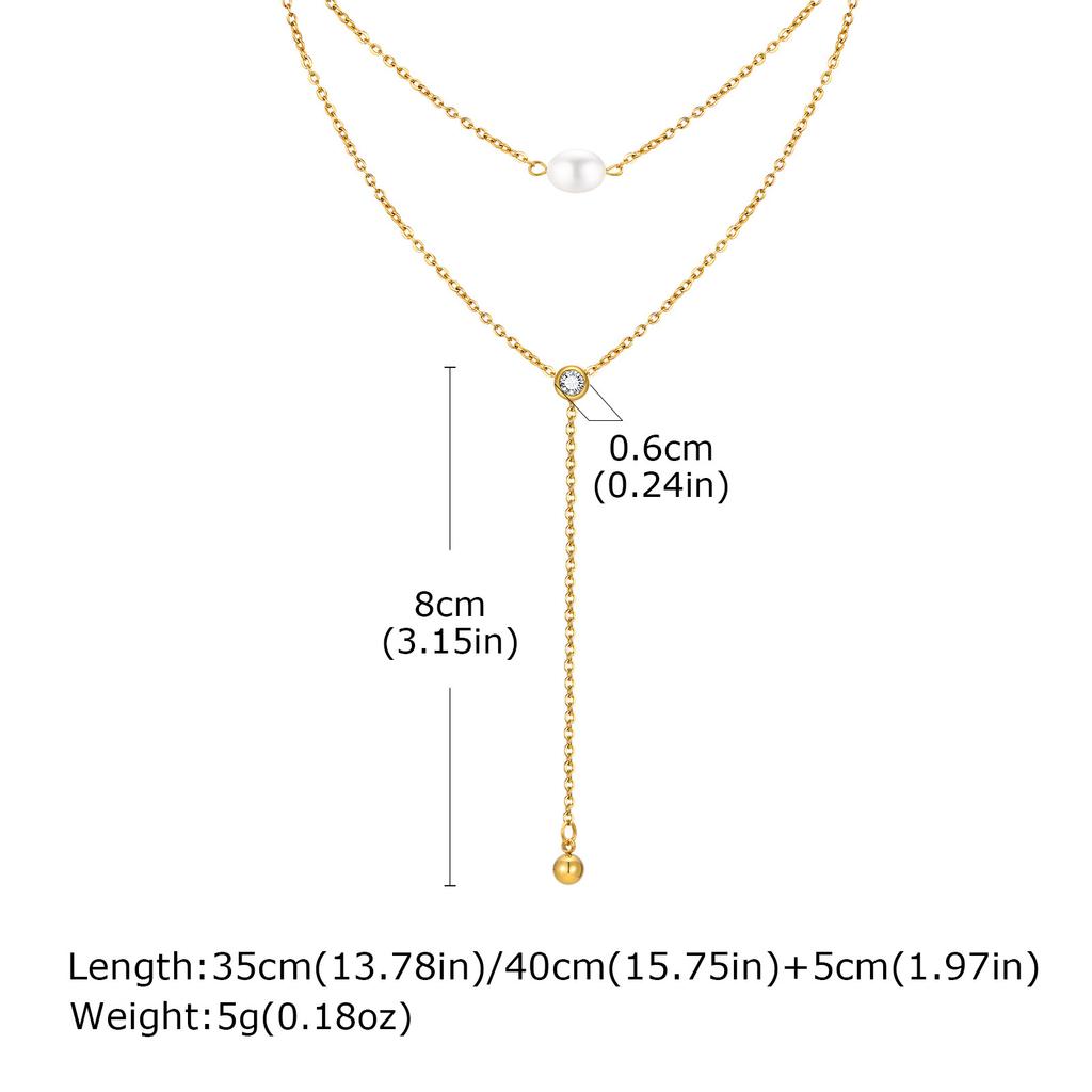 Titanium Steel Jewelry, Stainless Steel Double Chain Zircon Y-Shaped Necklace Wind Ladies Necklace Nc-1975