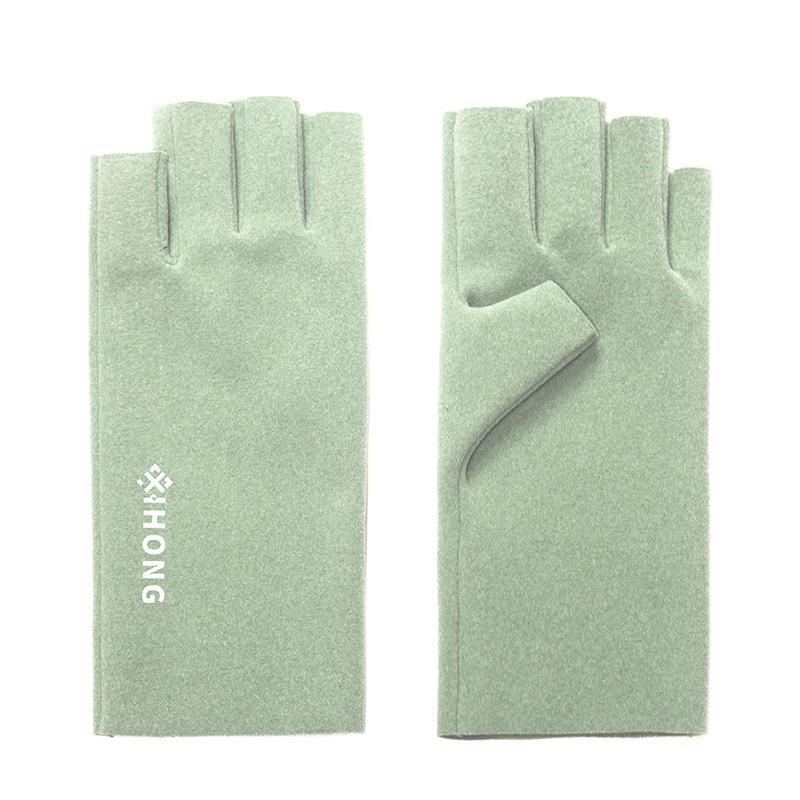 Winter Women's Gloves Thermal Solid Color Mittens New Thin Style Gloves Half-finger For Cold Weather Typing Working Driving