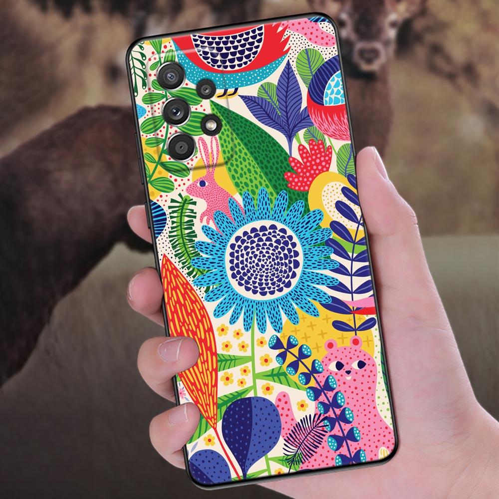 Jungle illustration Snake Cats Sloth Phone Case For Samsung Galaxy A57 A56 A37 A55 A36 A26 A54 A52 A35 A34 A25 A17 A16 A07 Cover
