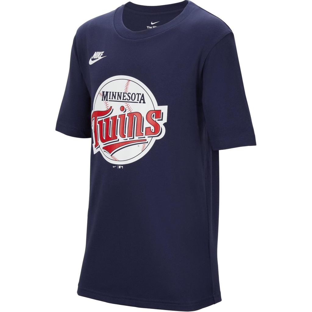 Nike Mlb Kids T-Shirt Collaboration Brand Logo Letter Print Round Neck Pullover Comfortable Casual Sports Short Sleeve Minnesota Twins HM3814-410
