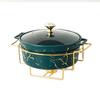 Marble Gold Pattern Nordic Double Ear Ceramic Pot Household Round Soup Pot Tableware Creative Casserole Rack With Candle Holder