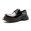 Fashion Men‘S Derby Boots Short Ankle Boots Patent Leather Chunky Sole Anti-Slip Comfortable British Style Luxury Casual Shoes