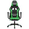 Vidaxl Massage Gaming Chair With Footrest, Black-Green, Eco-Leather