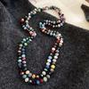 Bohemia Glass Beads Necklace Rainbow Chokers Necklace Strand Sweater Chain  For Women Female