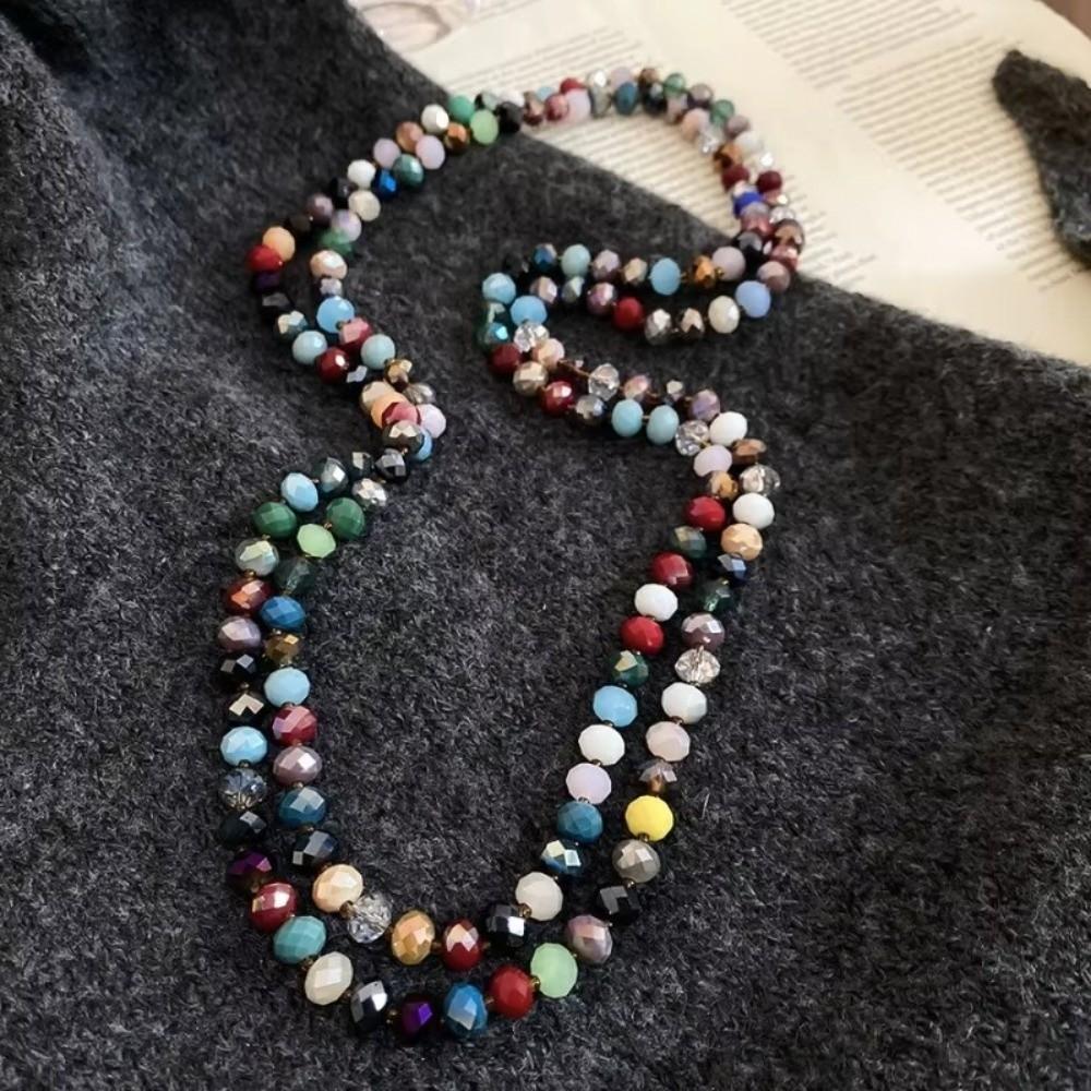 Bohemia Glass Beads Necklace Rainbow Chokers Necklace Strand Sweater Chain For Women Female