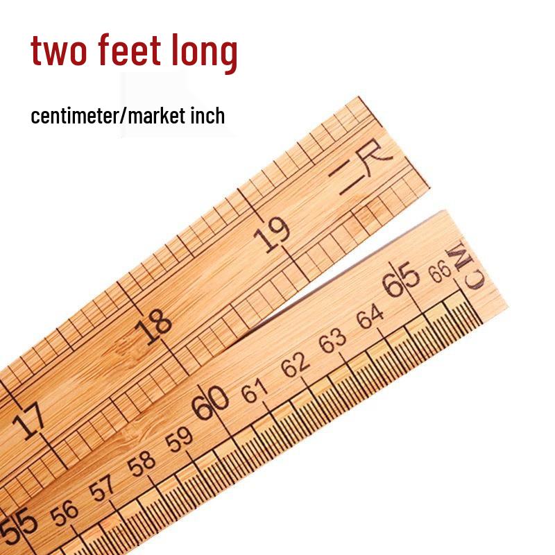One-Meter Double-Sided Wooden Bamboo Ruler with Metric & Inch Scales for Sewing & Measuring.