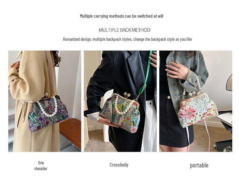 2026 Spring Retro Floral Shoulder Bag: Versatile & Trendy Crossbody for Women
