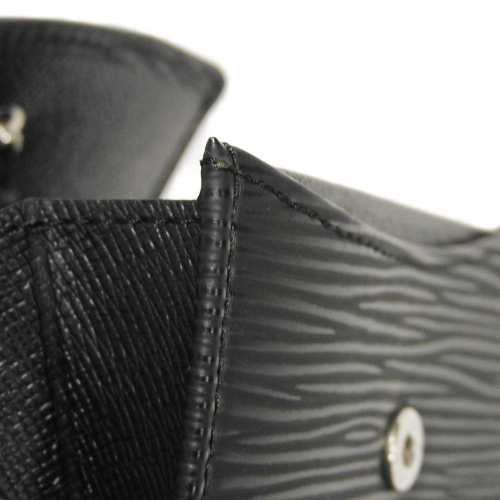 Used LV Logo Embossed Black Card Case with Gusset, Bifold, Epi Noir, 12564 Porte Monnaie Simple M63412 7943, Unisex