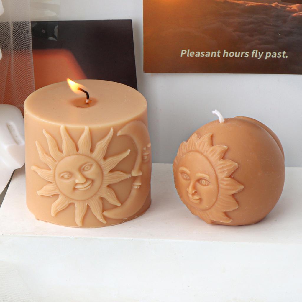 Sun Goddess Cylinder Candle Mold Personalized Sun Moon Face Candle Mold Sturdy Candle Moulds for DIY Enthusiasts
