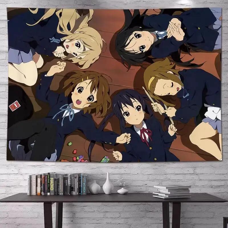 K Anime Auf Anime Mädchen Wandteppich Niedlicher Japanischer Schulmädchen Druck Wandbehang für Teenager Schlafzimmer Wohnheim Zimmer Dekor Mehrere Größen