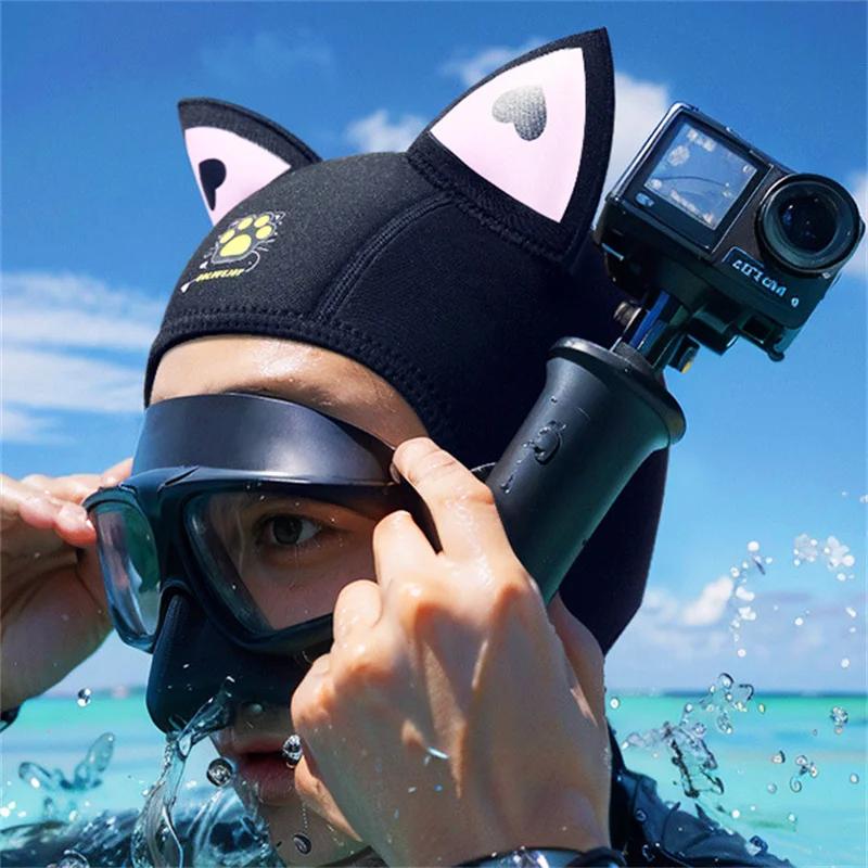 Cat Ears Diving Hood 3mm Neoprene Wetsuit Hood Cute Women Swim Cap for Surfing Snorkeling Water Sports Surf Diving Hat