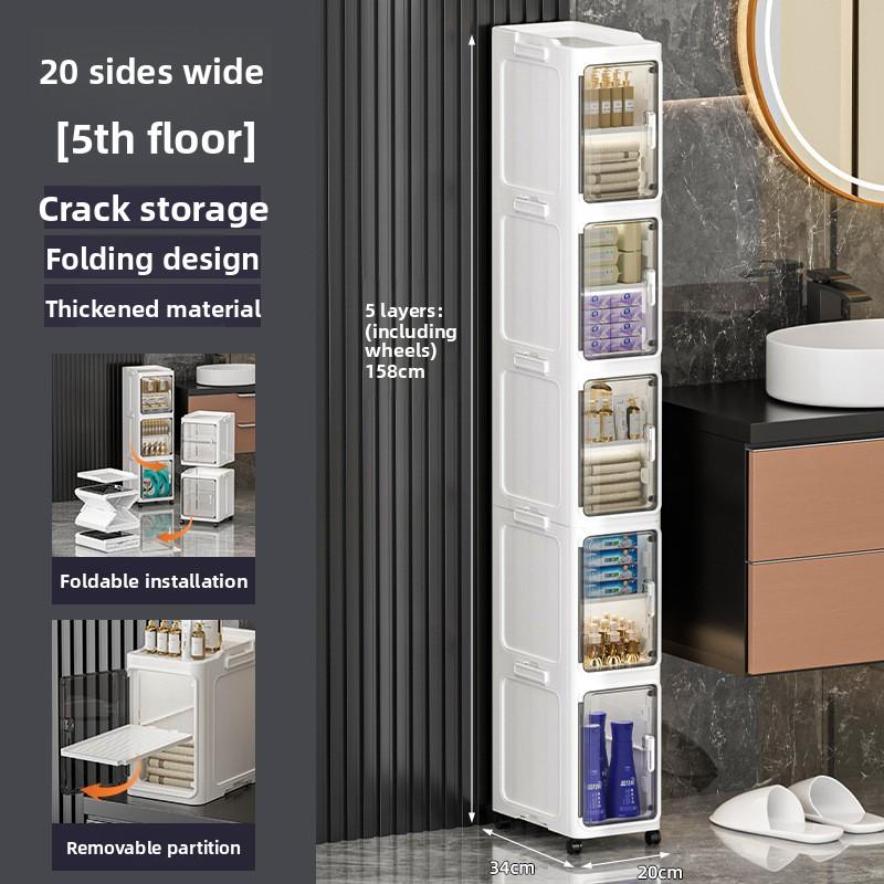 Folding bathroom storage cabinet 1/2/3/4/5/6 layers rack trolley kitchen bathroom locker children's toy folding cabinet narrow cabinet