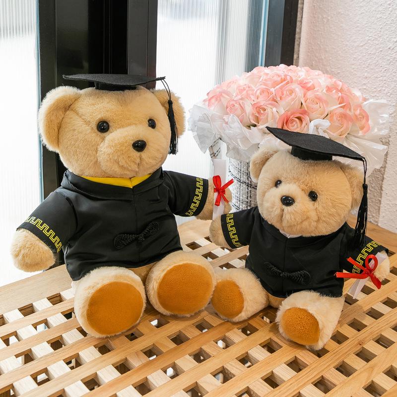 Dr. Teddy Graduation Plush Bear - Customizable Souvenir Doll with Logo