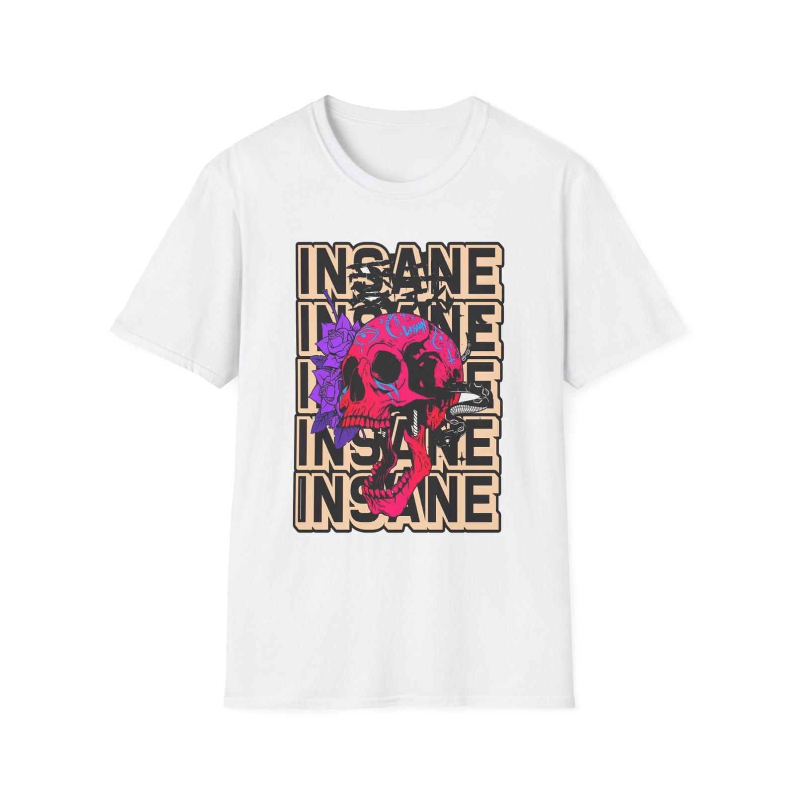Insane Skull StreetWear Graphic Tee, Unisex Softstyle T-Shirt, Edgy Streetwear S разноцветный