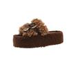 Thick-bottomed Fluffy Slippers for Women's Outerwear 2025 Autumn New Fashion Belt Buckle Lazy Casual Teddy Curly Slippers