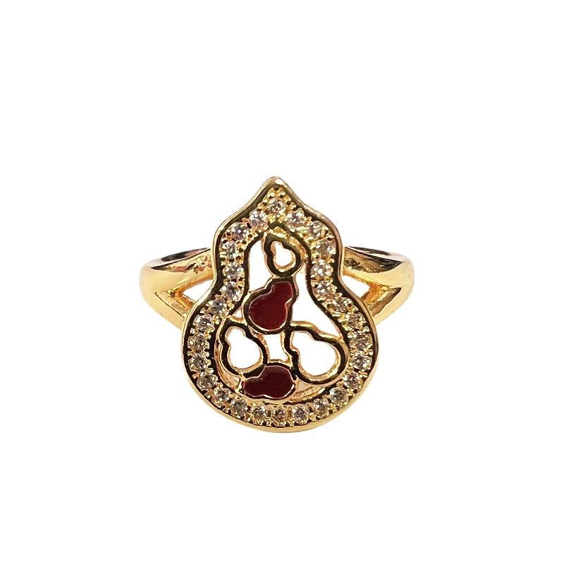 Französischer Retro Eleganter Roter Öltropfen Kürbis Offener Ring Nische Leichter Luxus High-End Zirkonring