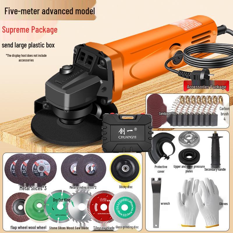 Angle Grinder: Industrial Polisher for Metal Cutting, Rust Removal & Grinding, Household Hand Tool