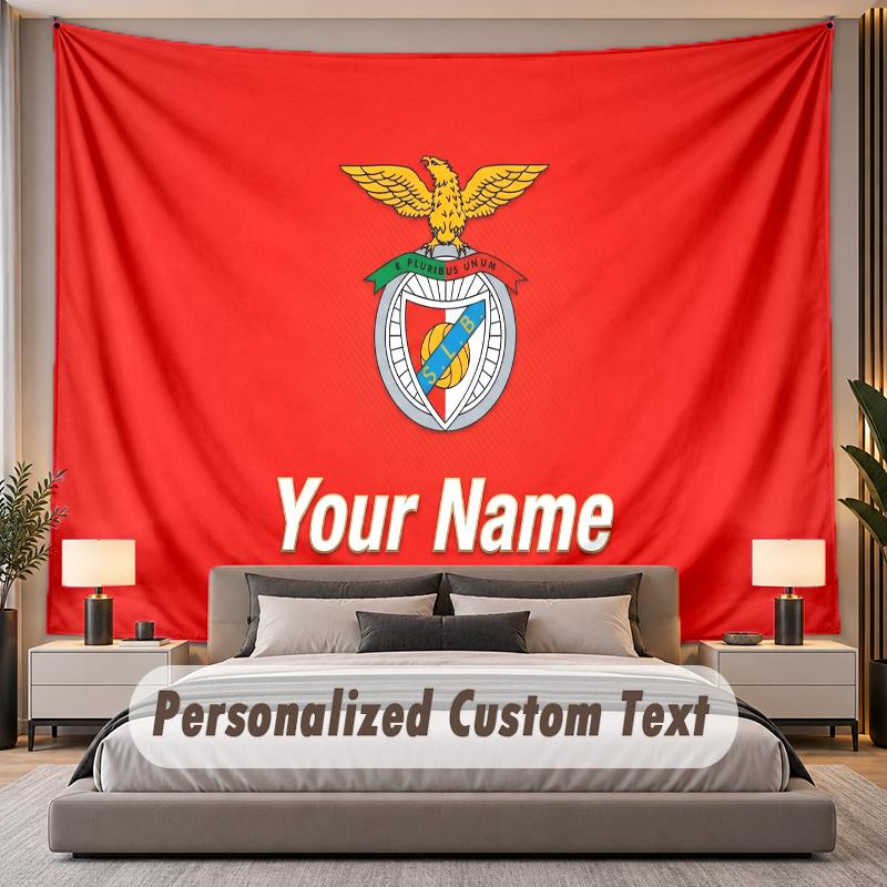 Tapisserie Murale Personnalisée avec Nom et Texte Benfica FC en Polyester pour Chambre à Coucher et Pièce