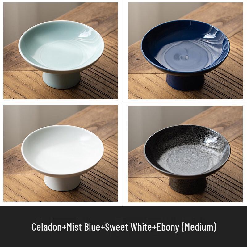 Chinese Ceramic High-Foot Dessert & Snack Plate