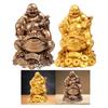Fenshui Sculpture Table Centerpiece Money Frog Resin Figurine Laughing Buddha Statue for Shop Indoor Farmhouse Cabinet Car