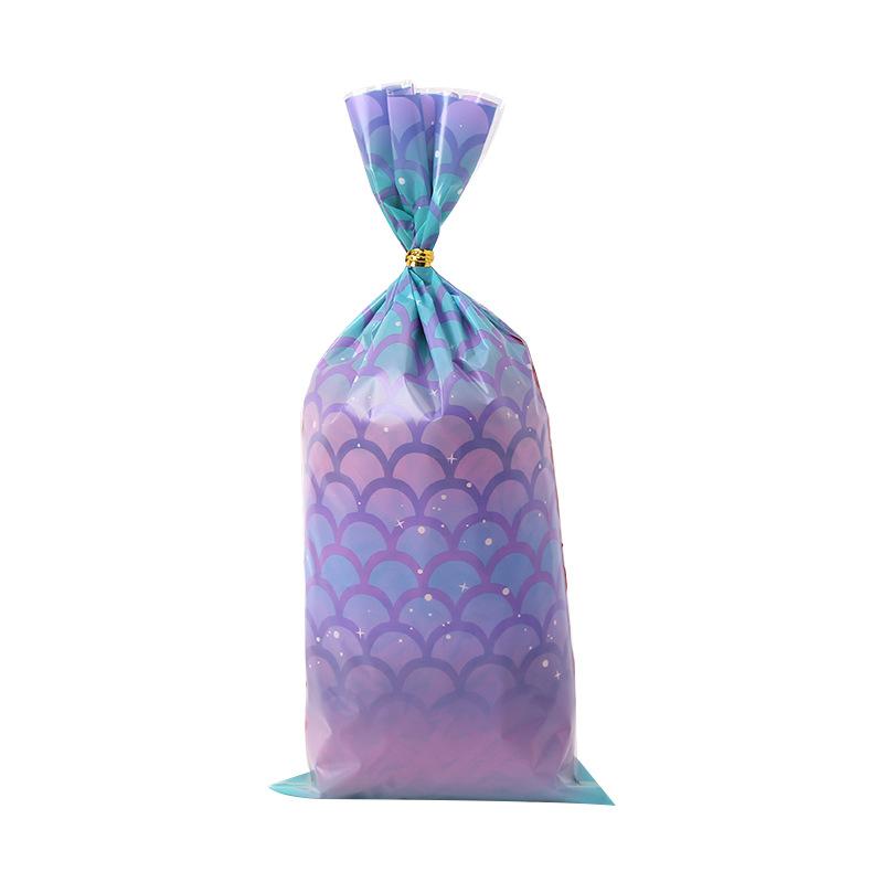 50pcs/set-Mermaid Party Candy Gift Bags Biscuit Packing Bag Mermaid Tail Gift Bag for Guest Girl Birthday Supplies Baby Shower