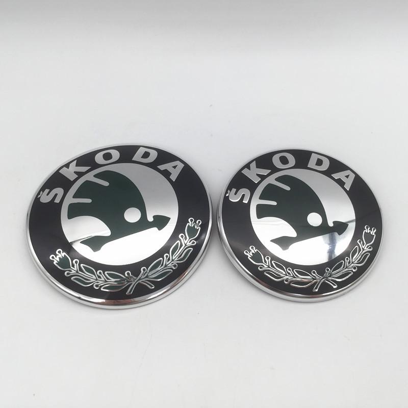 LOLL4 1pcs 2pcs 88mm 79mm for SKODA Car Front Grille Head Hood Bonnet Emblem Rear Tail Bumper Trunk Sticker Badge Styling Accessories