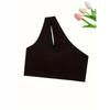 Women's Casual One-Shoulder Sports Tank Top With Back Hollow-Out Design, Comfort Fit Activewear Vest Top - Breathable Fabric