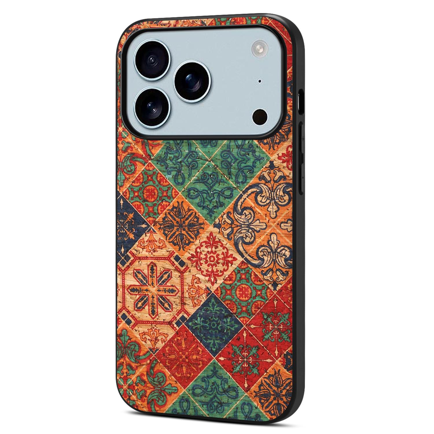 

For iPhone 17 Pro Case Flower Print PU Leather+PC+TPU Phone Cover Winter/Blue