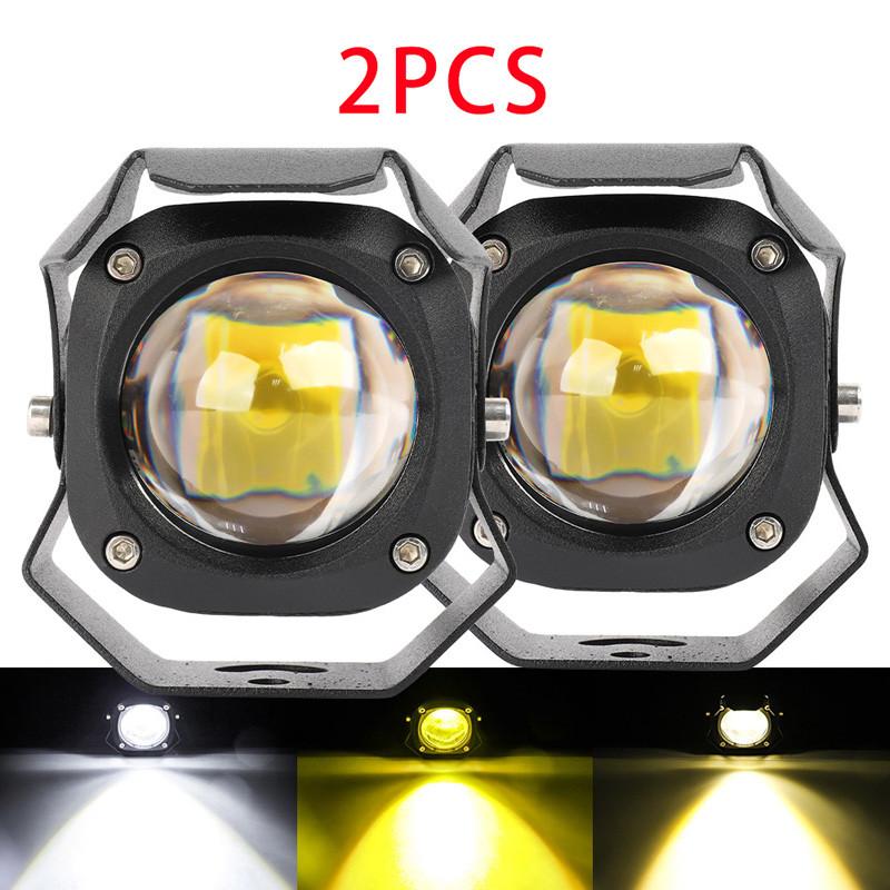 1/2 Piezas Motocicleta Luces LED Antiniebla Blanco Amarillo Haz Alto Bajo Foco Lámpara Auxiliar de Conducción Universal DC9-60V