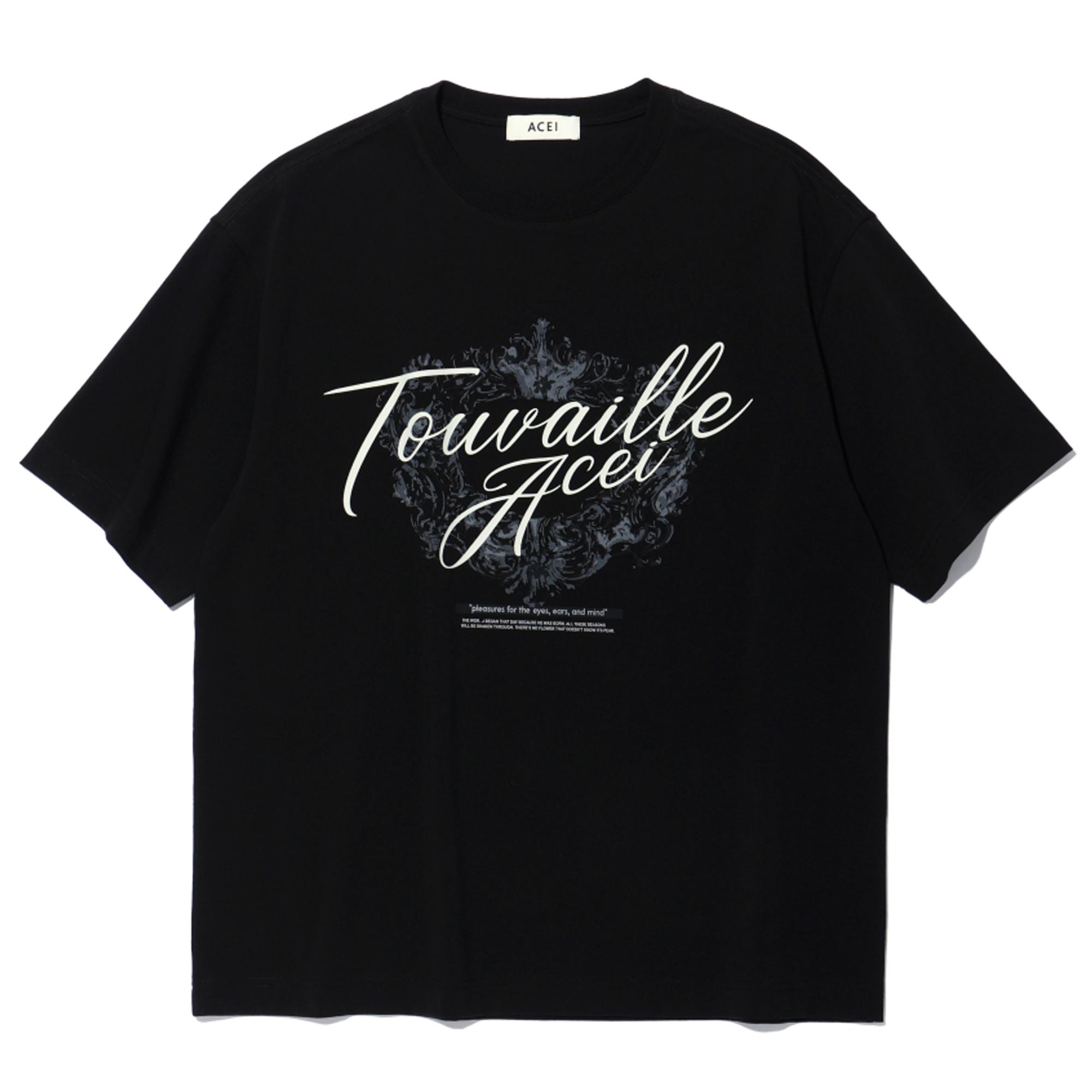 Asei Laurel Wreath Logo Print T-Shirt (Uni) Blk S