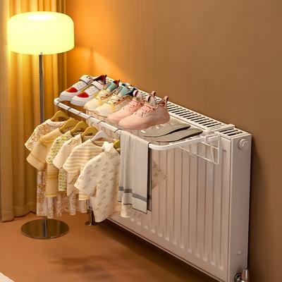 Heavy-Duty Metal Clothes Drying Rack - Space-Saving Hanging Organizer with Hooks, No Tools Needed Installation, Sturdy Iron