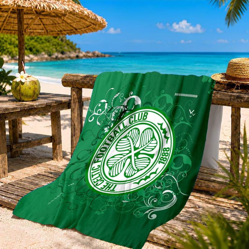 Cel-tic Football Club Crest Printed Microfiber Beach Towel, Soft And Absorbent, Quick-Dry, Ideal for Summer Travel, Beach Essential, Swimming Pool