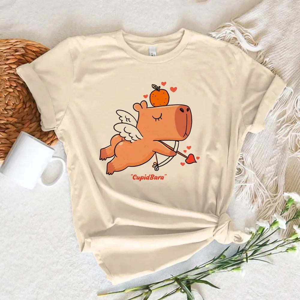 Funny Anime Capybara T Shirt Women Soft Fabric Tshirt Female Anime Clothing T-shirt Girls Capibara Tee Tshirt Graphic Tops